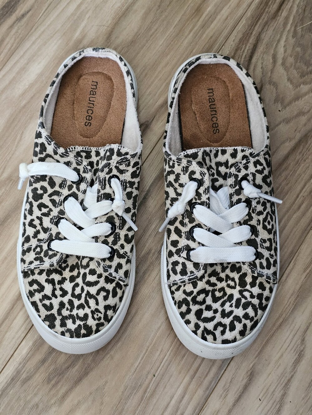 Maurices Womens Leopard Print Canvas Sneakers in Beige and Black